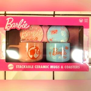 Barbie Mattel mugs set with coasters